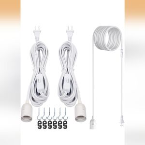 White Hanging Light Cord Set Of 2, 20ft Each With Light Switch